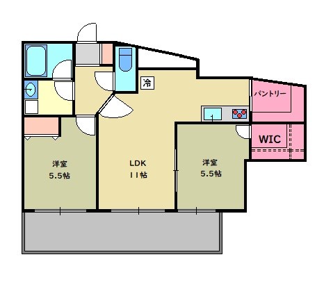 ダブルフラット新江古田８時〜２３時演奏可　楽器可　新江古田　江古田　大江戸線 間取り