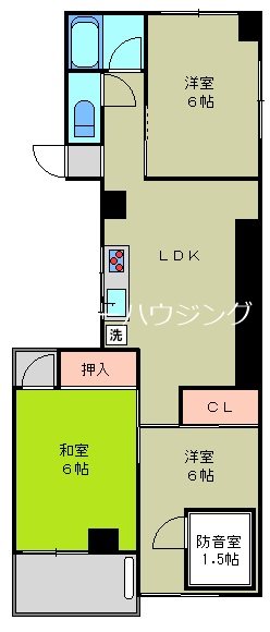 所沢ツインキューブ　防音室内にて９：00～23：00演奏可　防音室1.5帖設置済 間取り