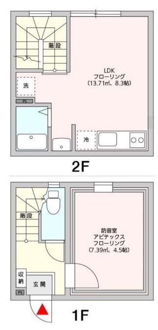 リルナーレ溝の口　防音室　24時間演奏可 間取り