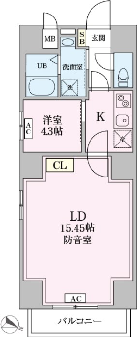 ラシクラスInfina日本橋　24時間演奏可　グランドピアノ・声楽・弦楽器・木管楽器・電子系の演奏可 間取り