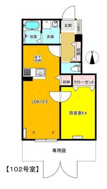 プリーマ久地　7時～24時演奏可能 間取り