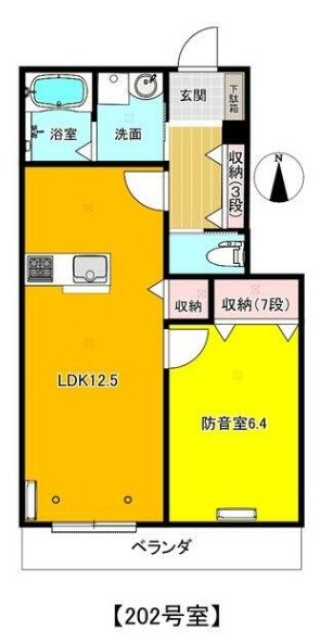 プリーマ久地　9時～２３時演奏可能 間取り