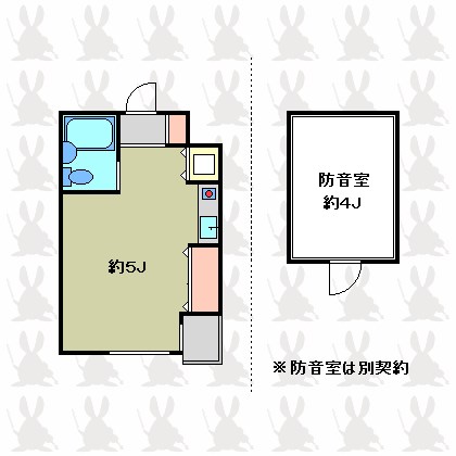 落合ミュージックハイム 9:00～22:00演奏可　専用防音室（別途契約） 間取り