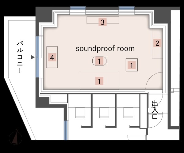 WHARF森下　別途soundproofroom(防音ルーム）にて24時間演奏可能 サウンドプルーフルーム