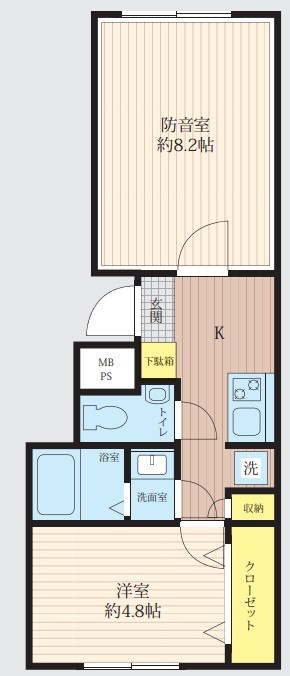 Konomiレジデンス大山金井町Ⅱ　24時間演奏可　ピアノ・声楽・弦楽器・木管楽器・金管楽器・電子楽器 間取り