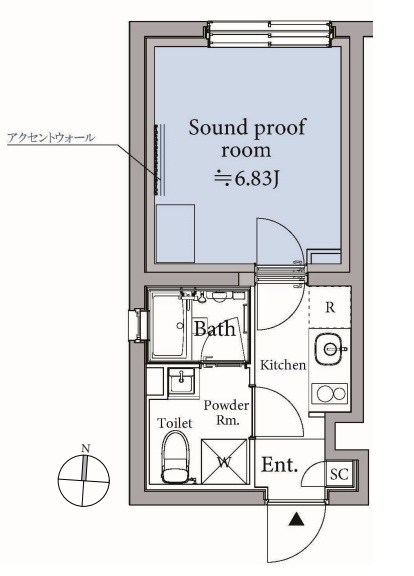 ASTILE studio経堂　24時間演奏可　小田急線　遮音性能目標値：D-65　昭和音大 間取り