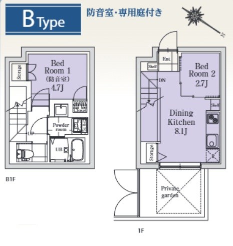 SOU西原　9：00～22：00　防音室付き　 間取り