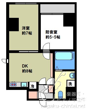 Ｂｅｅ　Ｆｌａｔｓ（ビーフラッツ） 24時間演奏可　防音室　ピアノ・声楽・弦楽器・管楽器・電子楽器・配信等 間取り