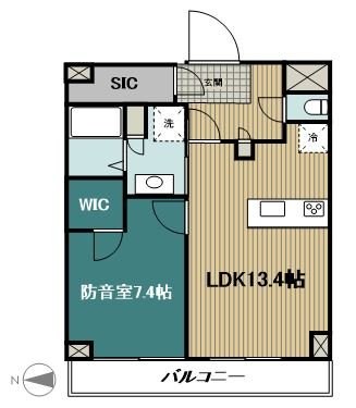 Wレジデンス多摩川　8：00～24：00演奏可　ネット無料　遮音性能最大70db 間取り