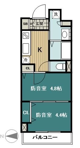 Wレジデンス多摩川　8：00～24：00演奏可　ネット無料　遮音性能最大70db 間取り