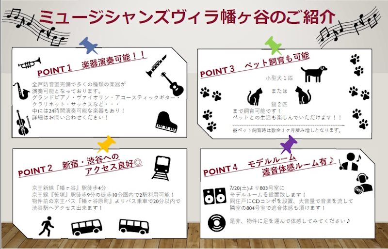 ミュージシャンズヴィラ幡ヶ谷　09:00～22:00or24時間演奏可 その他