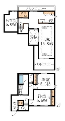 セイズ百反　09：00～21：00　楽器演奏可能 間取り