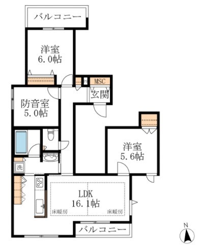 セイズ百反　09：00～21：00　楽器演奏可能 間取り
