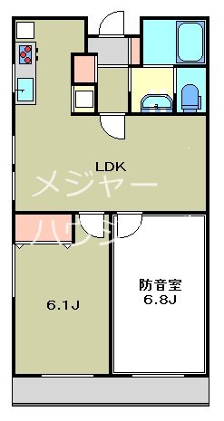 シックスノートたちばな台　　09:00～23:00演奏可 間取り