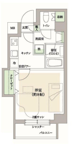 オーパスウーノ三軒茶屋　8:00～23:00演奏可 間取り