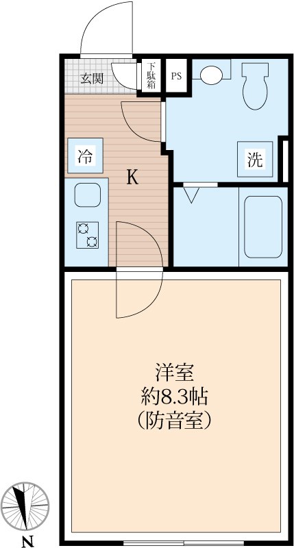 ラシクラス北赤羽　24時間演奏可　ピアノ・声楽・弦楽器・木管楽器・防音室 間取り