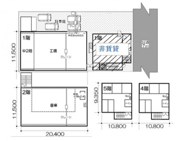 貸工場・倉庫・防音スタジオ 大田区仲池上 間取り