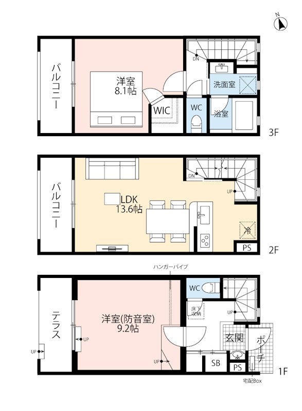 ミュージションテラス志木南　演奏楽器によって24時間演奏可～ 間取り