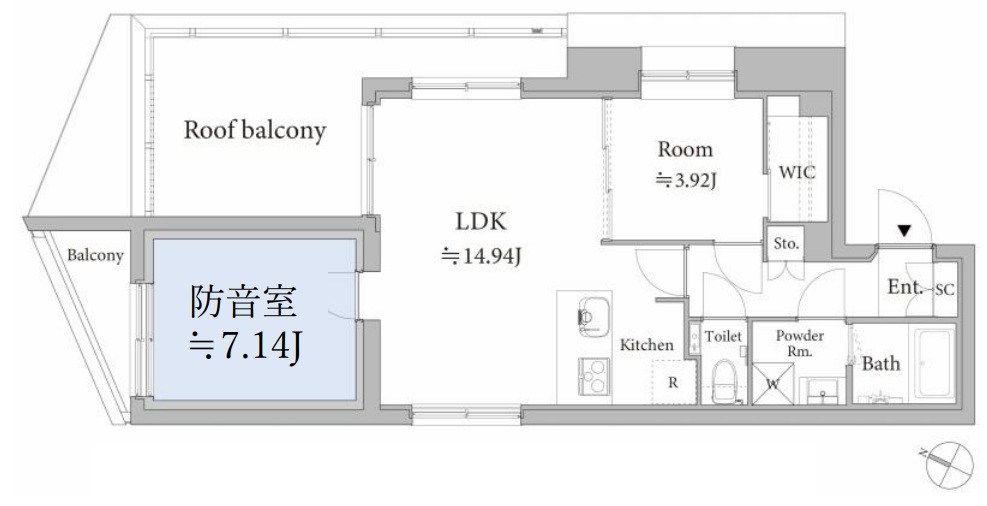 ASTILE　studio王子　24時間楽器演奏可能 間取り