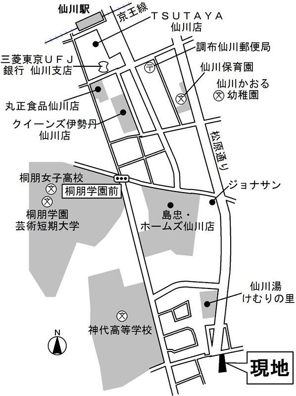 ウィンベル仙川 8:00～20:00演奏可　京王線　仙川駅　桐朋学園　楽器演奏可 地図（共通）