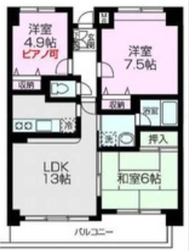 シェルブール　ピアノ対応室のみ10:00～22:00演奏可 間取り